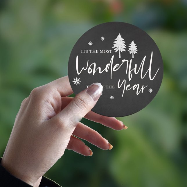  Most Wonderful Time Of The Year Black And White Classic Round Sticker (Creator Uploaded)