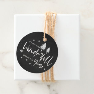 Most Wonderful Time Of The Year Black Christmas Favour Tags