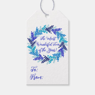 Most Wonderful Time of the Year Blue Christmas Gift Tags