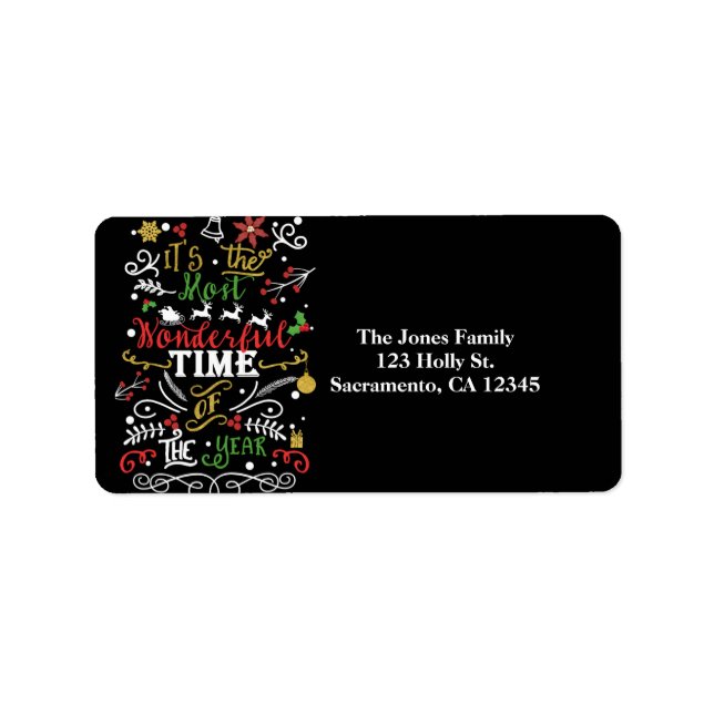 Most Wonderful Time of the Year Christmas Card Label (Front)