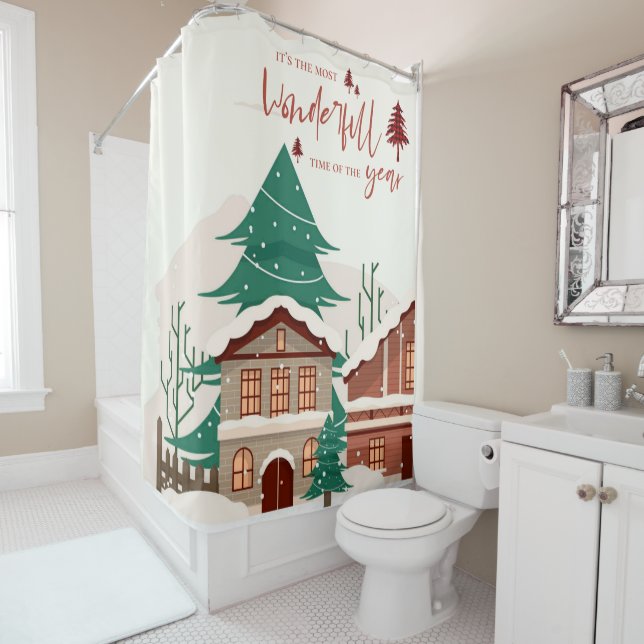 Most Wonderful Time Of The Year Christmas Decor Shower Curtain (In Situ)