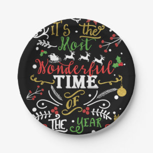 Most Wonderful Time of the Year Christmas Holiday Paper Plate