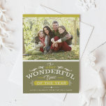 Most Wonderful Time of the Year Christmas Photo Holiday Card<br><div class="desc">It's the most wonderful time of year! Send your holiday wishes to friends and family with this customisable Christmas card. This photo Christmas card features vintage typography. Personalise by adding your details. This custom holiday card is available in other colours and cardstock. Matching items are available.</div>