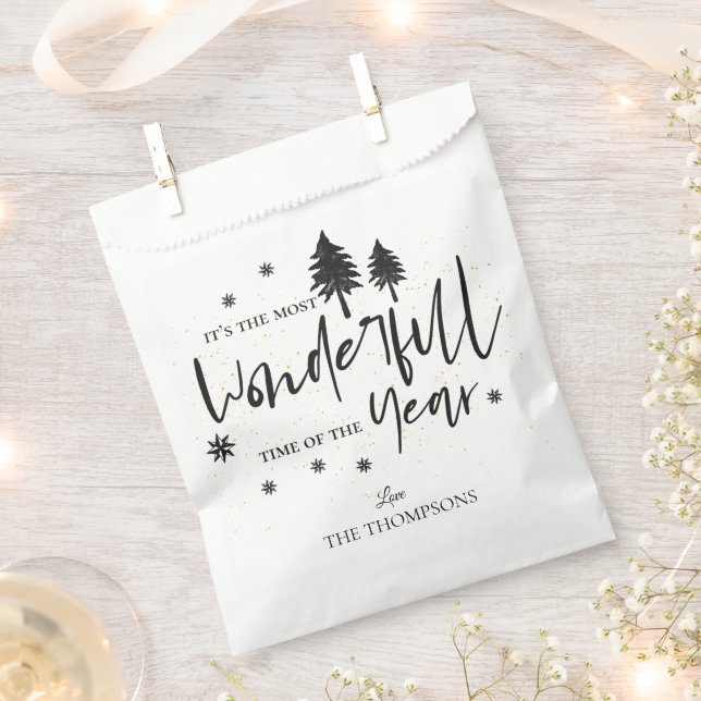 Most Wonderful Time of The Year Christmas  Quote Favour Bags (Clipped)