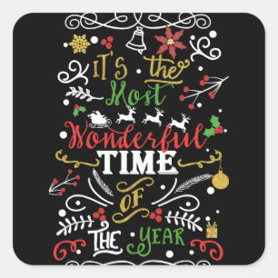 Most Wonderful Time of the Year Christmas Square Sticker