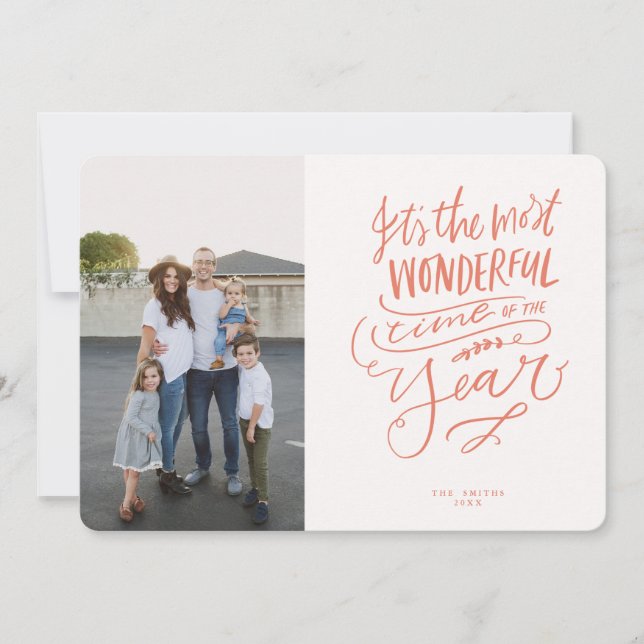 Most Wonderful Time of the Year Pink Red Photo Car Invitation (Front)