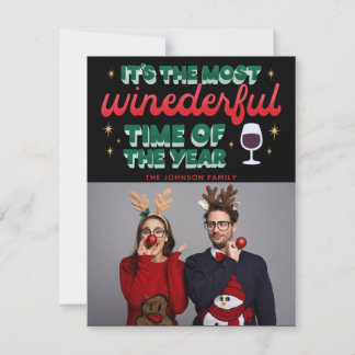 Most Wonderful Time of The Year Red Script Photo Holiday Card