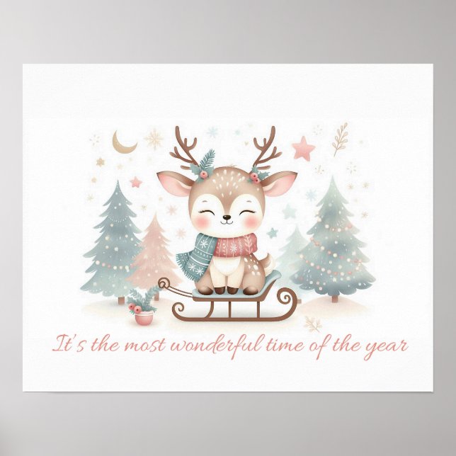 “Most Wonderful Time of the Year” reindeer wallart Poster (Front)
