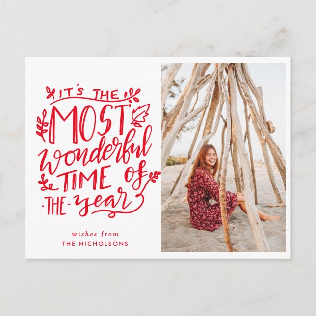 Most Wonderful Time Of The Year | Script Holiday Postcard (Front)