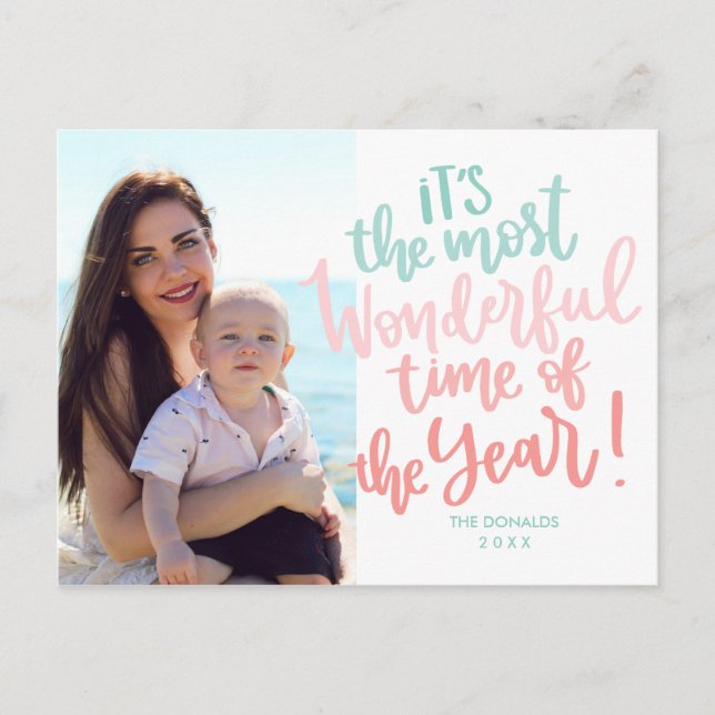 Most Wonderful time of Year | Blue  HOLIDAY Photo Postcard (Front)