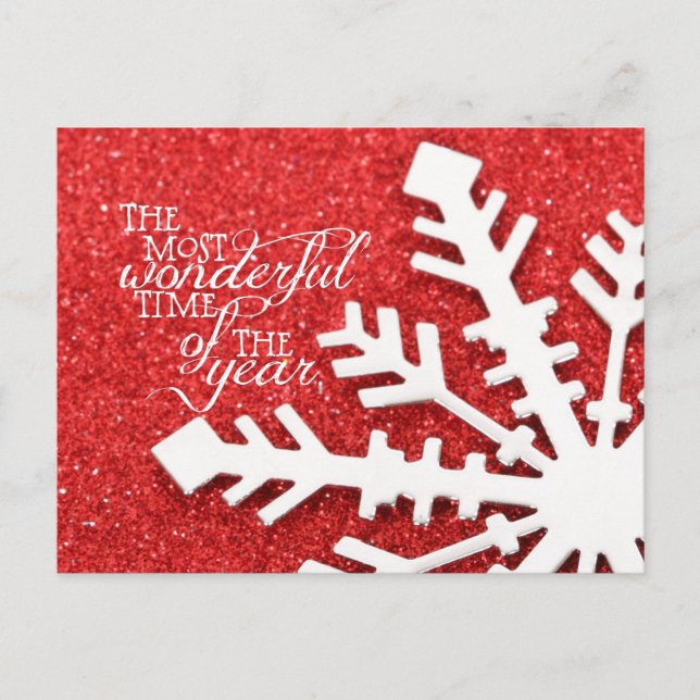 Most Wonderful Time of Year Red Christmas Holiday Postcard (Front)