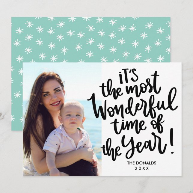 Most Wonderful time of Year | White HOLIDAY Photo Invitation (Front/Back)