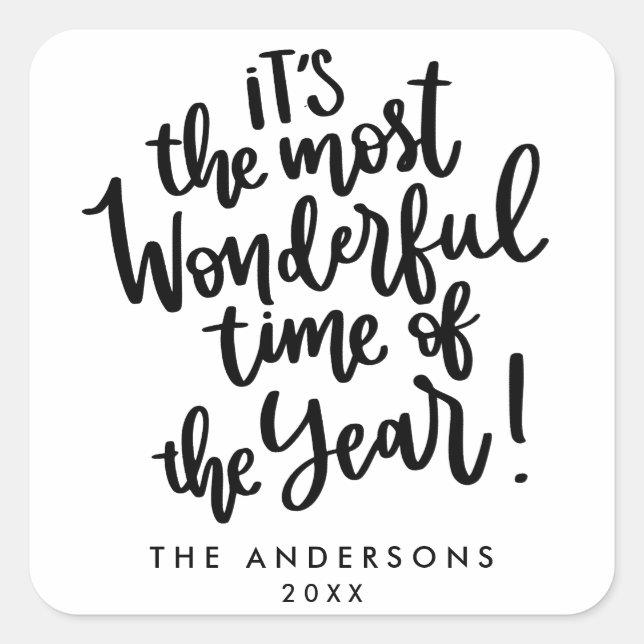 Most Wonderful time of Year | wHITE  HOLIDAY Photo Square Sticker (Front)