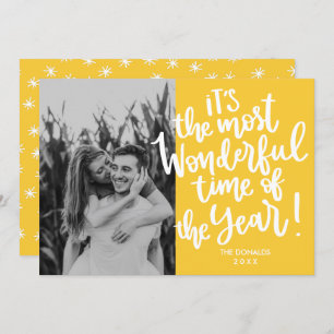 Most Wonderful time of Year Yellow HOLIDAY Photo Invitation