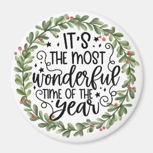 Most Wonderful Watercolor Wreath Magnet