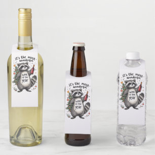 Most Wonderful Wine of the Year Raccoon  Bottle Tag