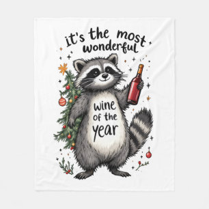 Most Wonderful Wine of the Year Raccoon  Fleece Blanket