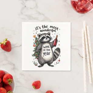 Most Wonderful Wine of the Year Raccoon Napkin