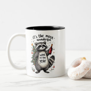 Most Wonderful Wine of the Year Raccoon  Two-Tone Coffee Mug