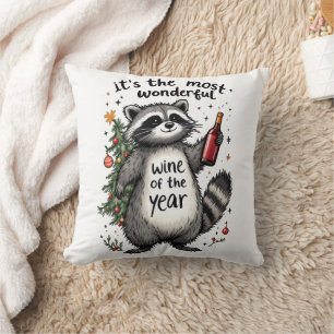 Most Wonderful Wine of the Year Racoon  Cushion