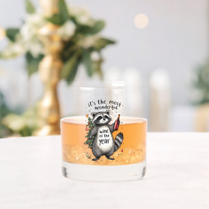 Most Wonderful Wine of the Year Racoon  Whiskey Glass