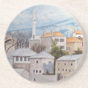 Mostar, Bosnia - Acrylic Townscape Painting Coaster