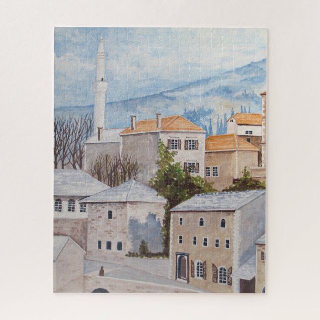 Mostar, Bosnia - Acrylic Townscape Painting Jigsaw Puzzle (Vertical)