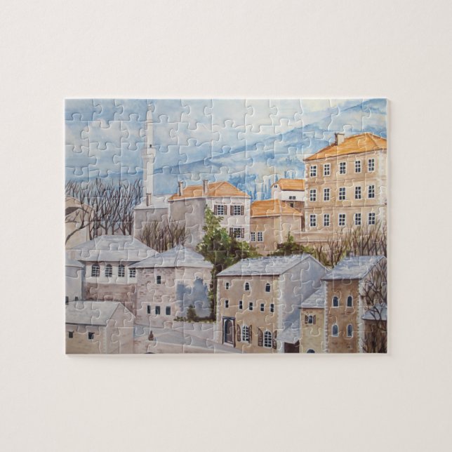 Mostar, Bosnia - Acrylic Townscape Painting Jigsaw Puzzle (Horizontal)