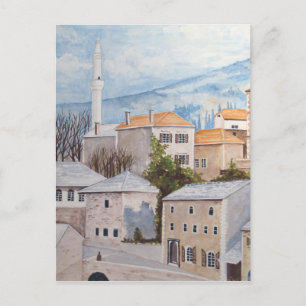 Mostar, Bosnia - Acrylic Townscape Painting Postcard