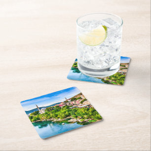 Mostar Bosnia and Herzegovina Square Paper Coaster