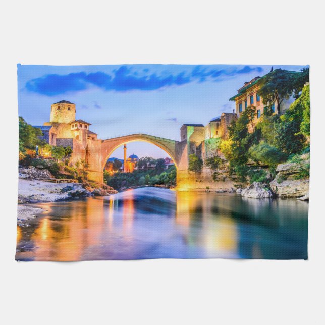 Mostar, Bosnia and Herzegovina Tea Towel (Horizontal)