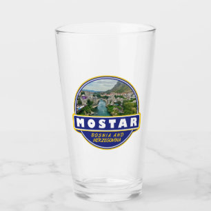 Mostar Bosnia and Herzegovina Travel Art Emblem Glass