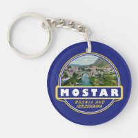 Mostar Bosnia and Herzegovina Travel Art Emblem