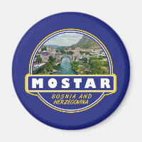 Mostar Bosnia and Herzegovina Travel Art Emblem