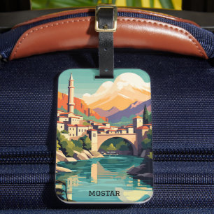 MOstar Bosnia Herzegovina Retro Vintage Travel Luggage Tag