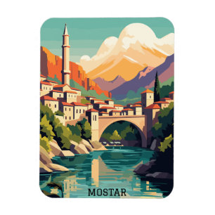 MOstar Bosnia Herzegovina Retro Vintage Travel Magnet