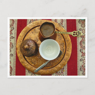 Mostar Bosnian coffee set view postcard