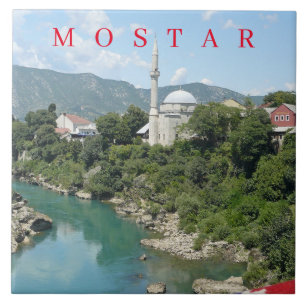 Mostar mosque view ceramic tile