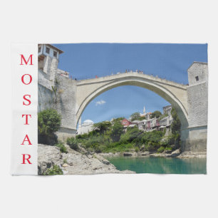 Mostar Old Bridge view tea towel