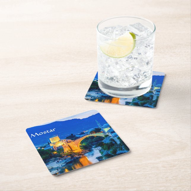 Mostar Square Paper Coaster (Insitu)