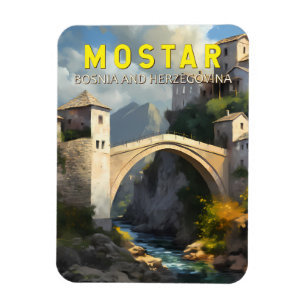 Mostar Stari Most Travel Oil Painting Art Vintage Magnet