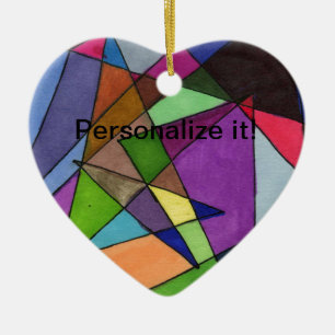 "Mostly acute angles in multi-colored heart Ceramic Tree Decoration