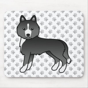 Mostly Black Siberian Husky Cute Cartoon Dog Mouse Mat