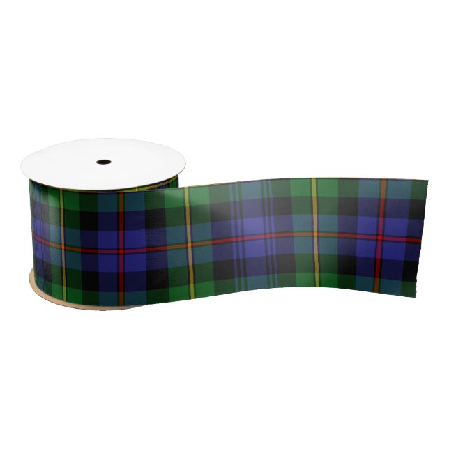 Mostly Blue Violet and Green Plaid Pattern Satin R Ribbon (Spool)