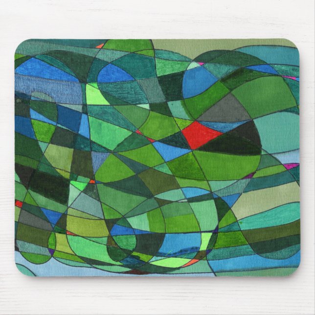 "Mostly Greens" Abstract Design Mousepad (Front)