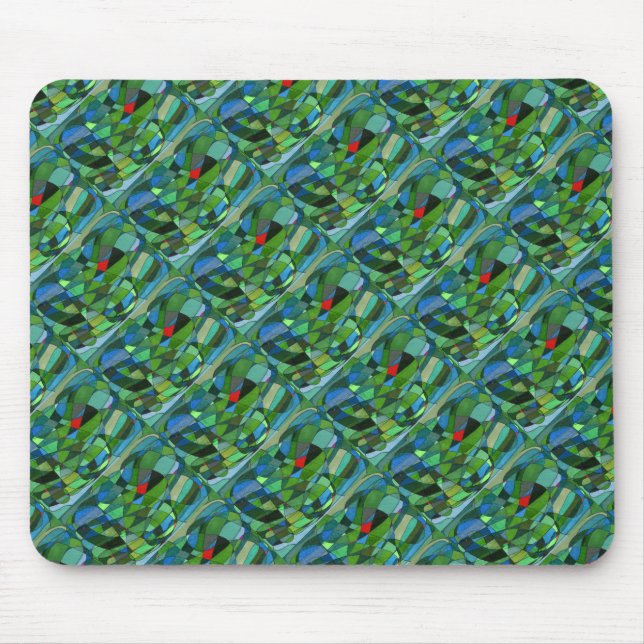 "Mostly Greens" Abstract Design Mousepad (Front)