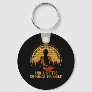 Mostly Peace Love And Light Yoga Funny Key Ring