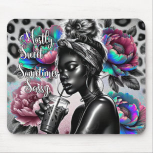 Mostly Sweet Sometimes Sassy Black Melanin Woman Mouse Mat