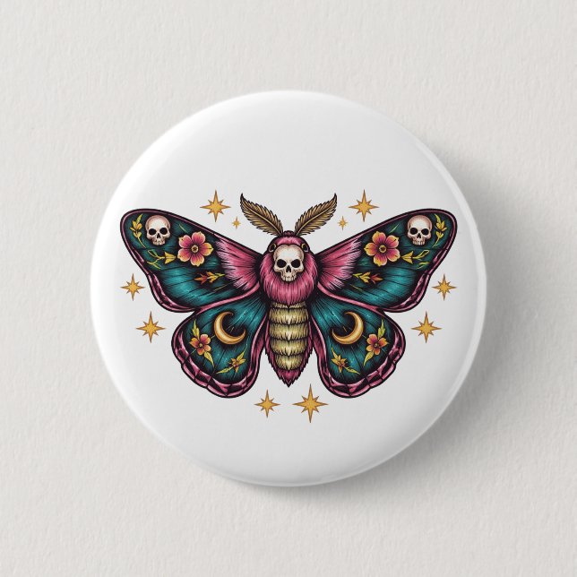 Moth 6 Cm Round Badge (Front)