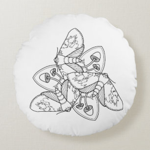 Moth and Mushroom Throw Pillow